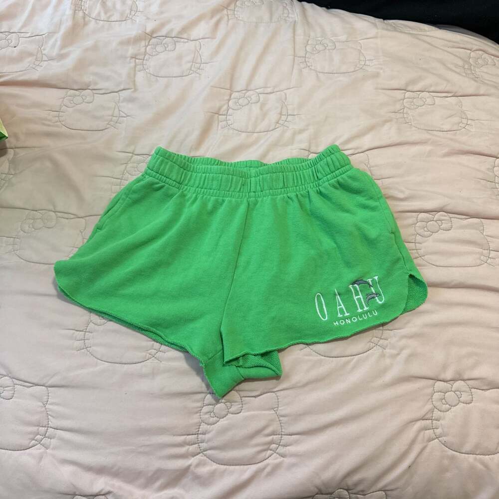Wild Fable Green Oahu Honolulu Embroidered Shorts